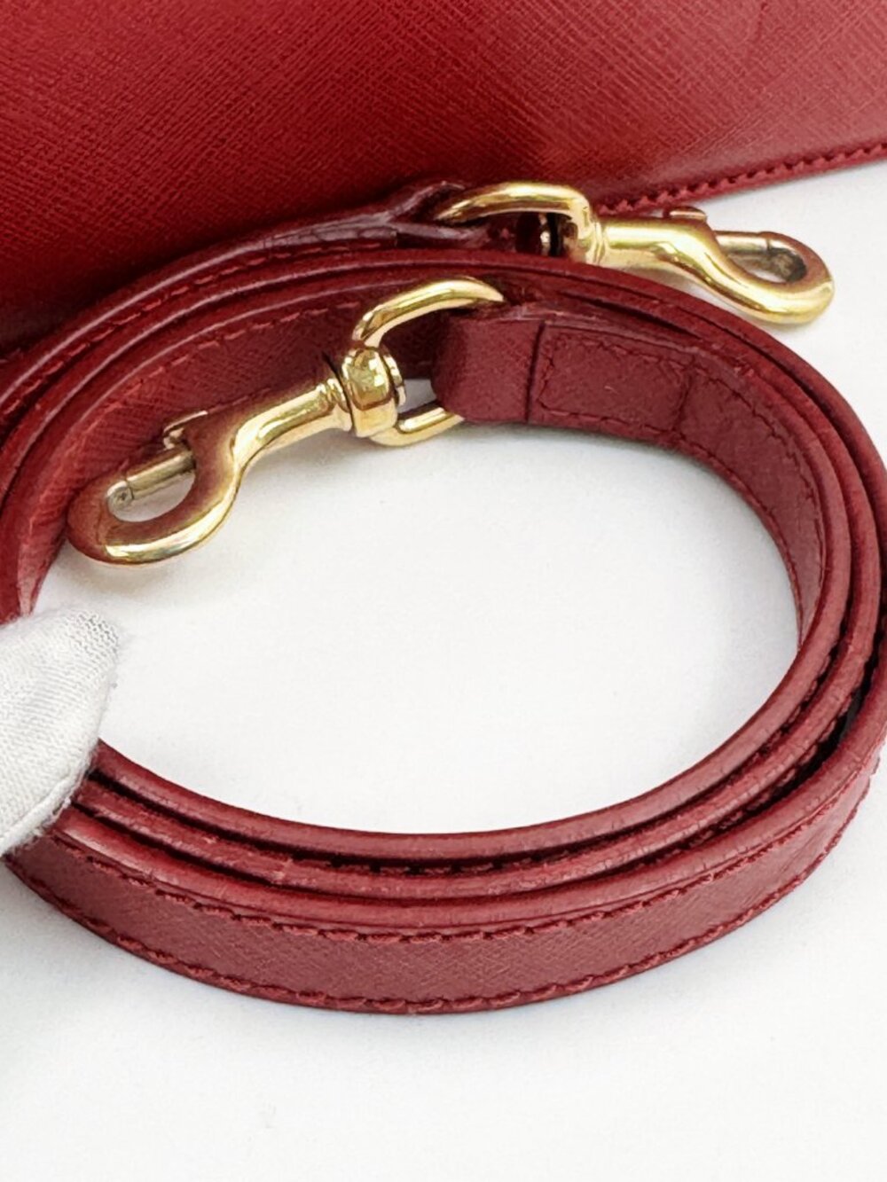 Salvatore Ferragamo Red Leather Gancini Top Handle Crossbody Bag - Picture 8 of 14